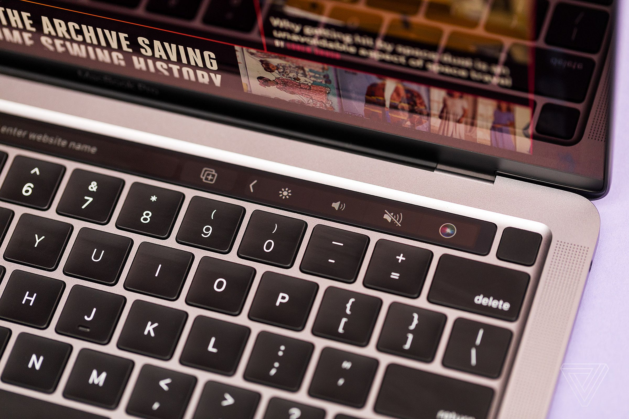 The top-right corner of the MacBook Pro keyboard