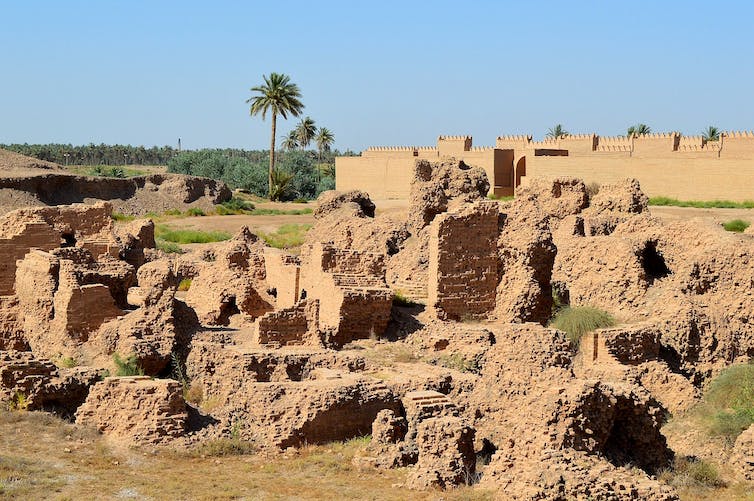 The Mesopotamians are credited with the invention of writing.  The city of Babylon, the ruins of which are depicted here, was a center of Mesopotamian culture.Osama Shukir Muhammed Amin/Wikimedia Commons, CC BY
