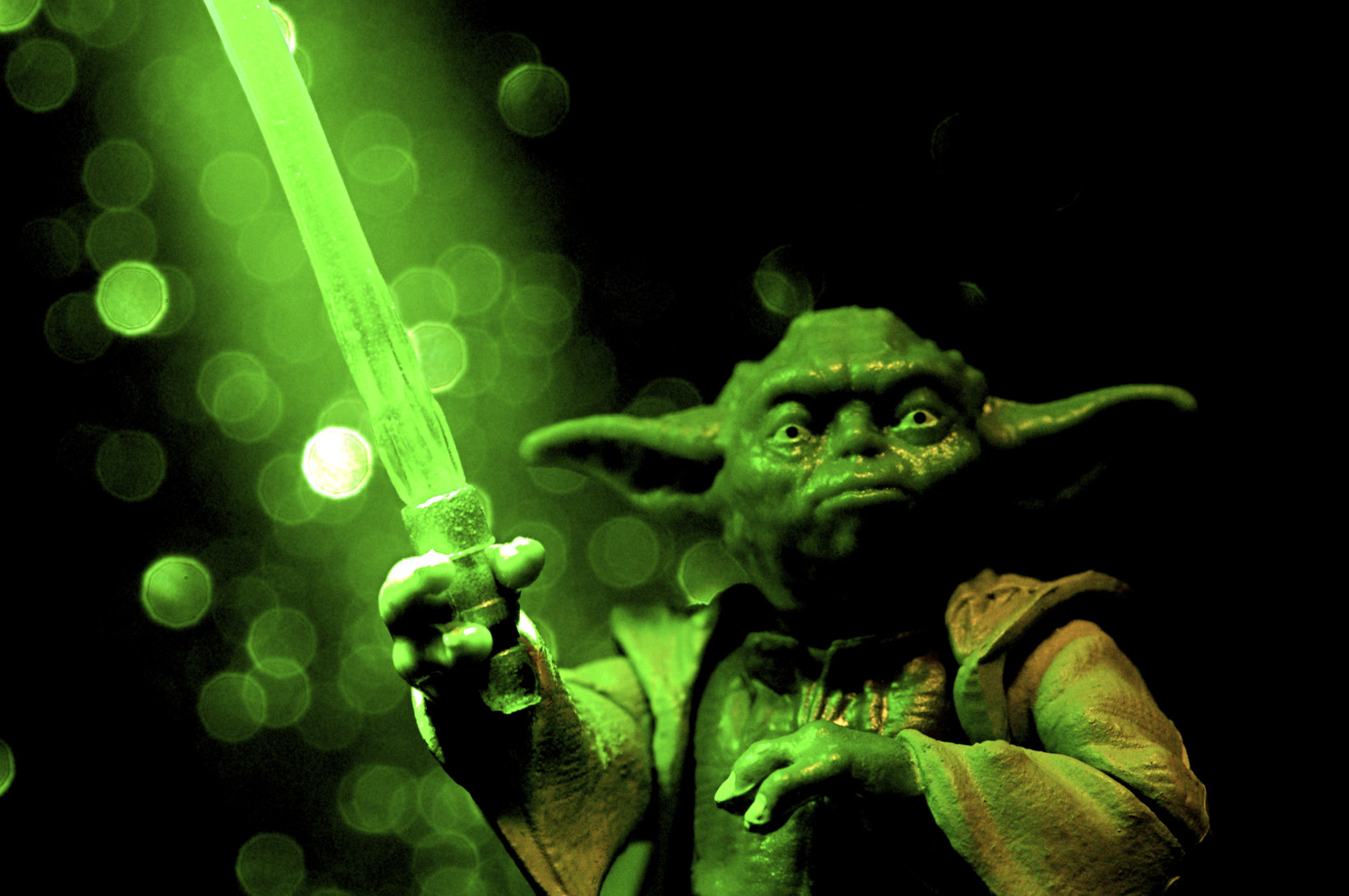 Yoda's beautiful green lightsaber